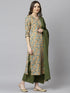 Peach Cotton Floral Print Kurta with Palazzo and Dupatta